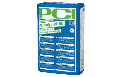 Nieuwe egalisatiemortel PCI Polycret 50 voor handmatige en machinale verwerking